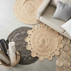 Hanf-Teppich Ø110cm ALL NATURE In Natur -Hausverkaufsladen butlers hanf teppich o110cm all nature in natur 7