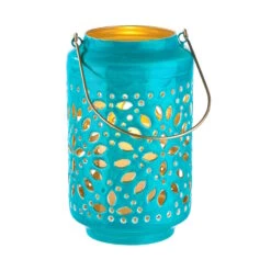 Hausverkaufsladen -Hausverkaufsladen butlers laterne hohe 25 cm blue marocco in petrol gold 1