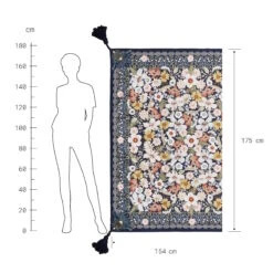 Picknickdecke L 175 X B 154cm BETWEEN FLOWERS In Dunkelblau -Hausverkaufsladen butlers picknickdecke l 175 x b 154cm between flowers in dunkelblau 3